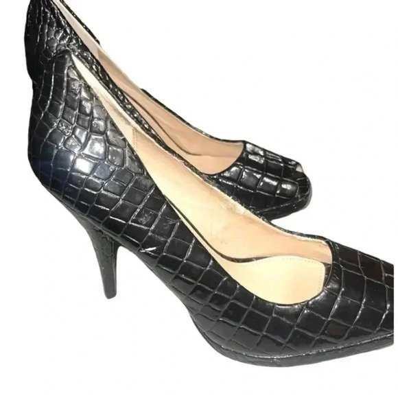 COLIN STUART PEEP TOE LEATHER PUMPS - Picture 5 of 11